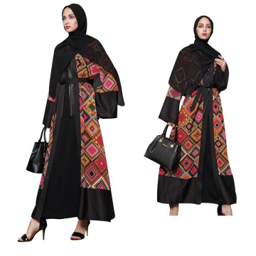Mode Femmes Moyen modèles S-5 XL maxi bloc de couleur Plus la taille Porter Vêtements Islamiques Arabe Filles robe abaya